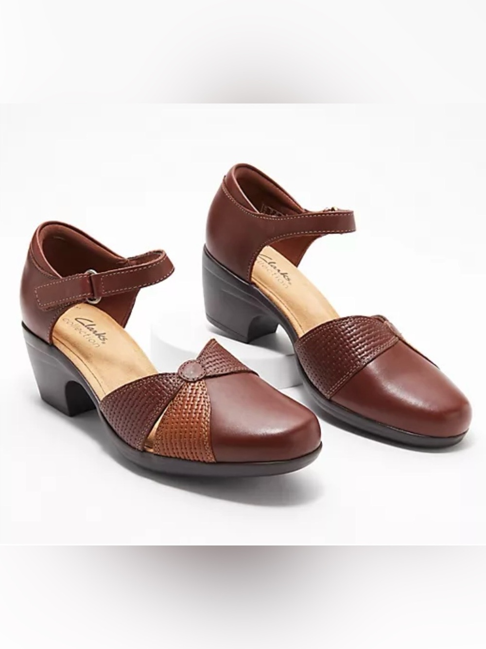 Clarks Emily Rae Brown Leather Mary Jane Shoes Adjustable Strap NWT Women’s 8.5